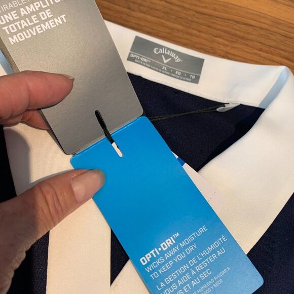 Calloway women's Opti-Dry golf shirt, new with tags, navy white, sz XL - Picture 5 of 11